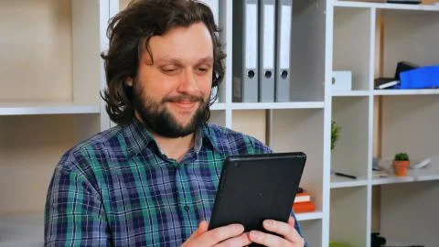 Employee using app for call Stock Photos