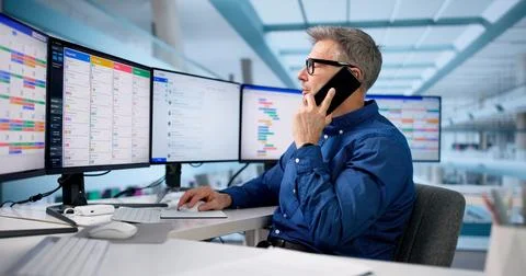 Employee Using Kanban Board Software To Monitor Appointments And Schedule. Stock Photos