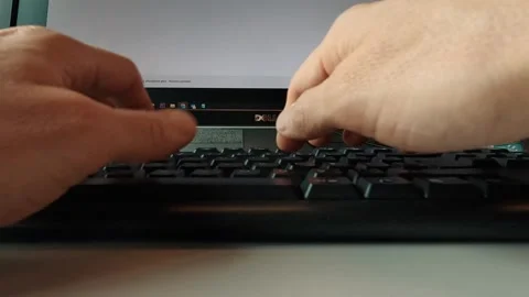 Employee Using Keyboard Office Working Background Stock Footage 339950047