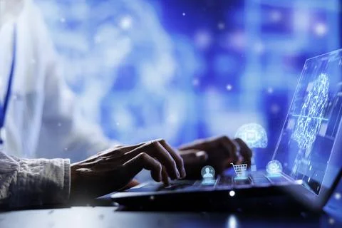 Employee using machine learning data Foto stock