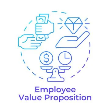 Employee value proposition blue gradient concept icon Stock Illustration