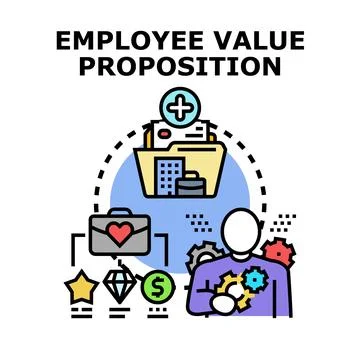 Employee value proposition concept offering multiple benefits Stock Illustration