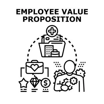 Employee value proposition concept offering multiple benefits Stock Illustration