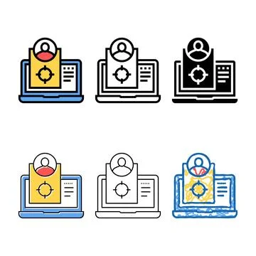 Employee variations target laptop screen color icon vector Stock Illustration