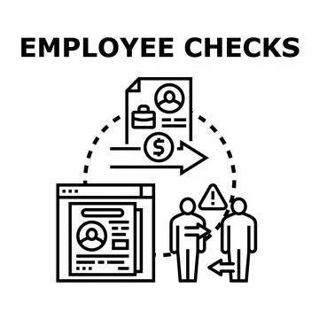 Employee verification process performing financial background checks Stock Illustration