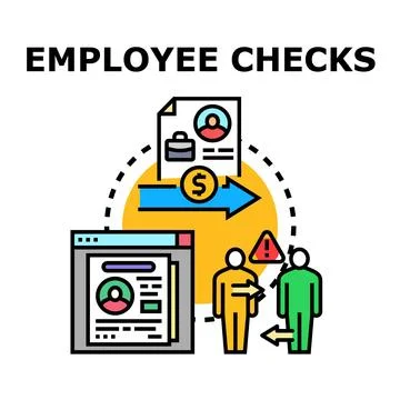 Employee verification process performing financial background checks Stock Illustration