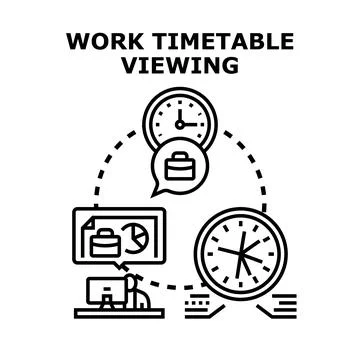 Employee viewing work timetable schedule management concept Stock Illustration