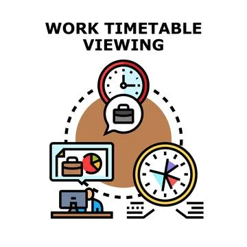 Employee viewing work timetable schedule management concept Stock Illustration