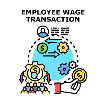 Employee wage transaction process payroll management system Stock Illustration