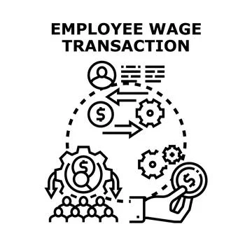Employee wage transaction process payroll management system Stock Illustration