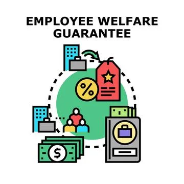 Employee welfare concept ensuring workplace benefits Stock Illustration