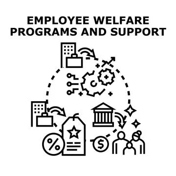 Employee welfare programs and support system concept Stock Illustration
