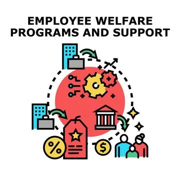 Employee welfare programs and support system concept Stock Illustration