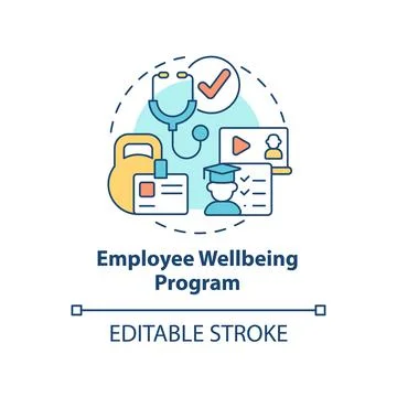 Employee wellbeing program concept icon Stock Illustration