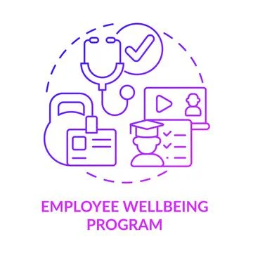 Employee wellbeing program purple gradient concept icon 스톡 일러스트
