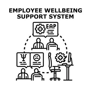 Employee wellbeing support system offering mental health support Stock Illustration