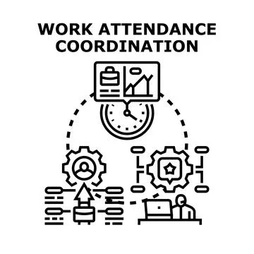 Employee work attendance coordination managing business strategy 스톡 일러스트