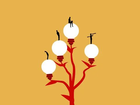 Employee work, meetings or teamwork, brainstorming, business team on lightb.. Stock Illustration