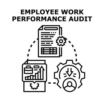 Employee work performance audit identifying business goals Stock Illustration