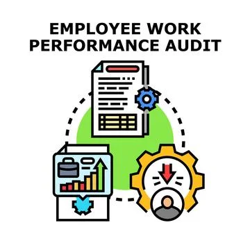 Employee work performance audit identifying business goals Stock Illustration