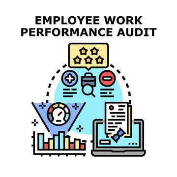 Employee work performance audit reviewing business metrics イラスト素材