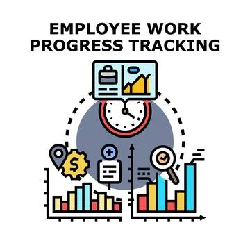 Employee work progress tracking and management concept イラスト素材