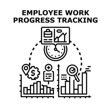 Employee work progress tracking and management concept Stock Illustration