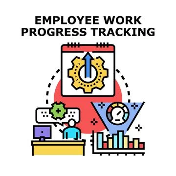 Employee work progress tracking development and management 스톡 일러스트