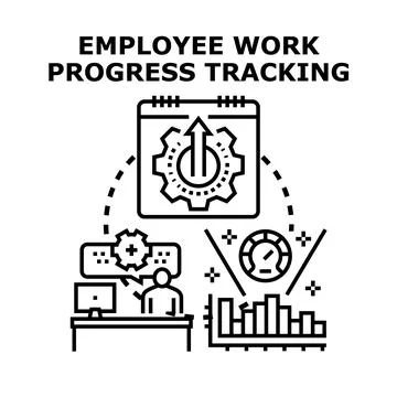 Employee work progress tracking development and management Stock Illustration