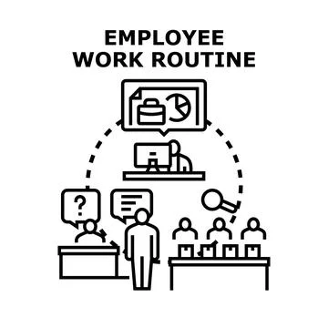 Employee work routine and daily business tasks concept Stock Illustration