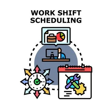 Employee work shift scheduling and planning concept Stock Illustration