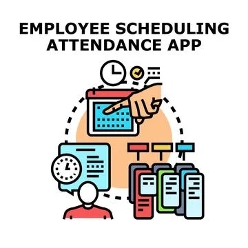 Employee workforce management scheduling and attendance app Stock Illustration
