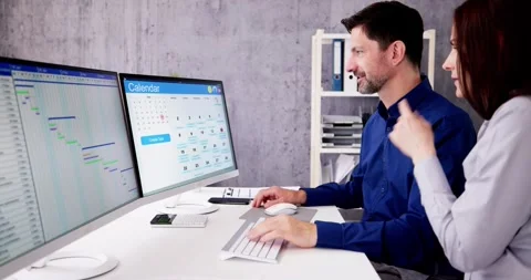 Employee Working On Calendar Schedule Stock Footage 242931700