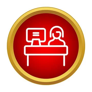 Employee working at a computer desk service Stock Illustration