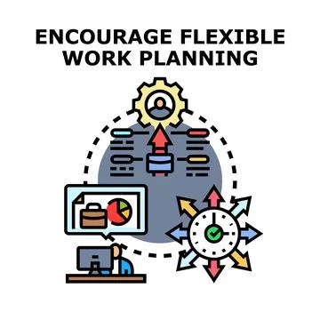 Employee working on flexible work planning strategy Stock Illustration