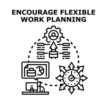 Employee working on flexible work planning strategy Stock Illustration