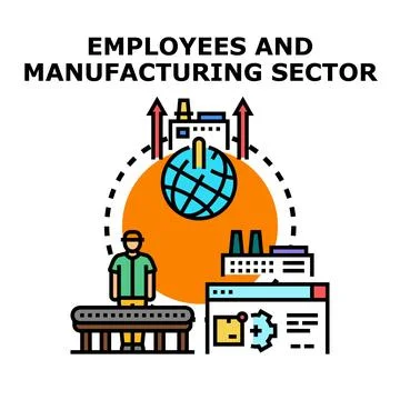 Employee working in global manufacturing sector concept Stock Illustration