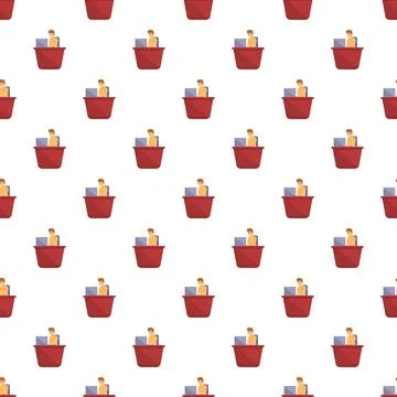 Employee working on laptop computer seamless pattern 库存插图