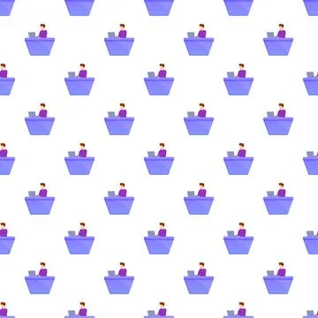 Employee working on laptop seamless pattern background Stock Illustration
