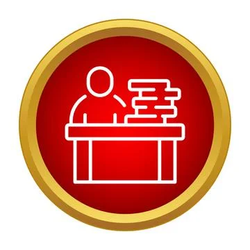Employee working at office desk with paperwork stack Stock Illustration