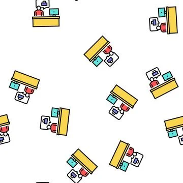 Employee working place vector seamless pattern 스톡 일러스트