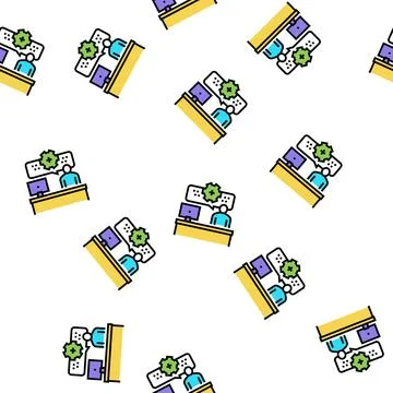 Employee working process vector seamless pattern Illustrazione stock