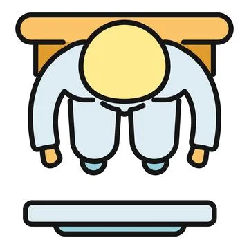 Employee working on tablet at office desk icon 스톡 일러스트