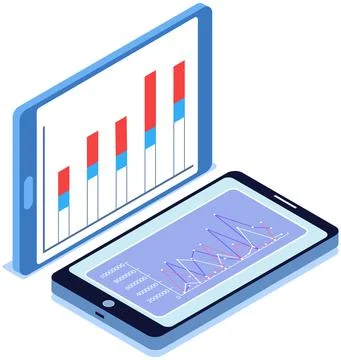 Employees analyze statistical indicators, business data. Characters work with Stock Illustration