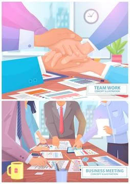 Employees analyze statistical indicators, business data. Characters work with Stock Illustration