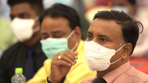 Employees attending their Office Awards function at New Delhi,India Stock Footage 166345200