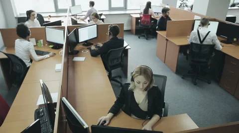 Employees of call center Video stock 56940459