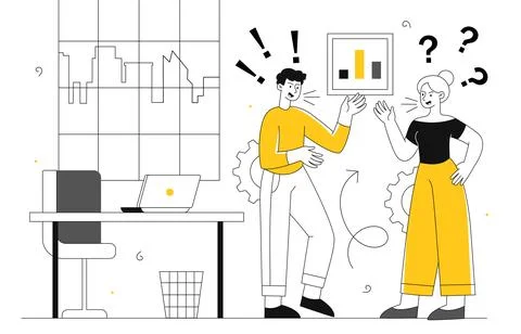 Employees conflict vector line concept Stock Illustration