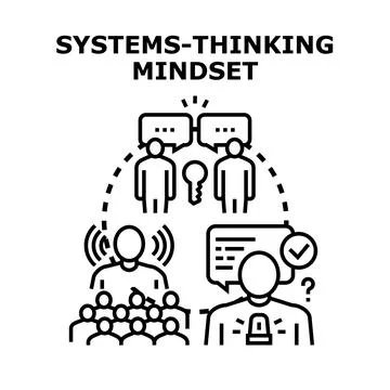 Employees discussing systems thinking mindset, teamwork concept Stock Illustration