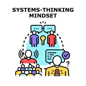 Employees discussing systems thinking mindset, teamwork concept Stock Illustration